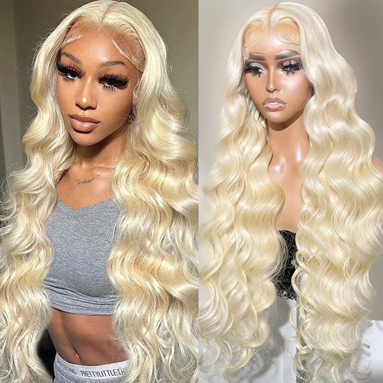 Picture of Alimubi 613 13x6 Lace Front Wig Human Hair 200 Density 613 Lace Front Wig Human Hair Body Wave Blonde Wig Human Hair（26 Inch）