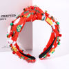 Picture of NVENF Christmas Headband for Women Jeweled Xmas Plaid Headband Embellished Crystal Pearl Knotted Headbands Wide Top Knot Holiday Headband Christmas Hair Accessories Holiday Outfits Gifts (Reindeer)