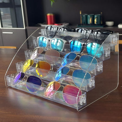 Picture of MineSign Sunglasses Organizer Clear Eyeglasses Display Case Sticker Display Tray Box For Glasses Tabletop Holder Stand (5 layer)