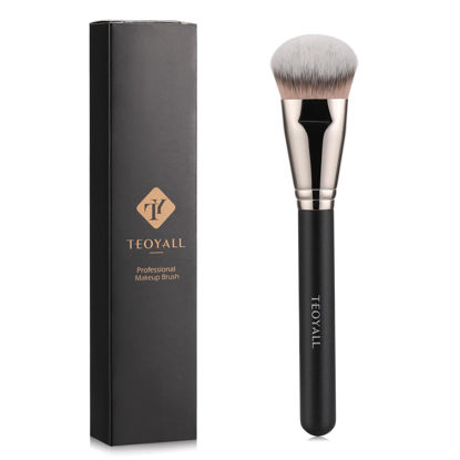 Picture of TEOYALL Flat Angled Foundation Brush, Large Dense Synthetic Bristles Kabuki Brush for Base Makeup with Liquid Cream Powder