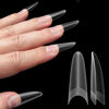Picture of NOVO OVO Nail Tips Russian Almond Round Oval, Soft Gel x Acrylic Half Cover Nail Kit for Russia 3D Sculptured Edge Fake Nails Manicure, Extra Long XL XXL Pre-etched French tip Press on 12 sizes 320pc