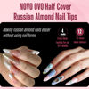 Picture of NOVO OVO Nail Tips Russian Almond Round Oval, Soft Gel x Acrylic Half Cover Nail Kit for Russia 3D Sculptured Edge Fake Nails Manicure, Extra Long XL XXL Pre-etched French tip Press on 12 sizes 320pc