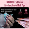 Picture of NOVO OVO Nail Tips Russian Almond Coffin Ballerina, Soft Gel x Acrylic Full Cover Nail Kit for Russia 3D Sculptured Edge Fake Nails Manicure, Extra Long XL XXL French tip Press on 10 sizes 360pcs
