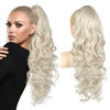 Picture of REECHO Ponytail Extension, 24" Claw Clip in Ponytail Extensions Long Curly Wavy Ponytail Hair Extension Jaw Clip on Pony Tails Hairpiece for Women - Platinum Blonde