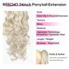 Picture of REECHO Ponytail Extension, 24" Claw Clip in Ponytail Extensions Long Curly Wavy Ponytail Hair Extension Jaw Clip on Pony Tails Hairpiece for Women - Platinum Blonde