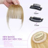 Picture of ELEFOCUS Clip in Bangs 100% Real Human Hair Extensions Wispy Honey Blonde Fake Bangs Hair Clip on bangs for women Fringe with Temples Hairpieces Faux Bangs for Daily Wear