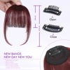 Picture of ELEFOCUS Clip in Bangs 100% Real Human Hair Extensions Wispy Burgundy Fake Bangs Hair Clip on bangs for women Fringe with Temples Hairpieces Faux Bangs for Daily Wear