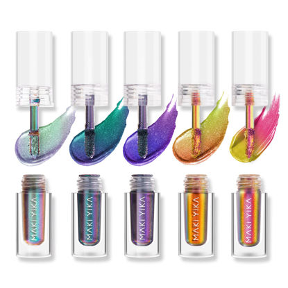 Picture of MAKI YIKA 5Pc Glitter Eyeshadow Liquid Multichrome Eyeshadows Long Lasting, Metallic Chameleon Eye Shadow Smudgeproof Holographic Eye Topper Glitters (#1+3+5+6+7)