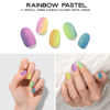 Picture of Adora Couture Semi Cured Gel Nail Strips |30pcs Glossy Colorful Nail Wraps | Glaze Nail Strips Gel Nail Stickers with UV Light Required (Pastel Rainbow)
