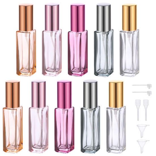 Picture of Segbeauty 10ml Mini Perfume Atomizer, 10 Pack Refillable Travel Size Bottles for Cologne, Empty Travel Bottles Perfume Organizer Dispenser Fine Mist Sprayer Portable Leak-proof Travel Perfume Bottle