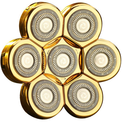 Picture of WAHFOX Universal 7 Gold Blades Shaver Replacement Heads for Mainstream Shaver Brands, Eelectric Shaver Replacement Heads Head Shaver Replacement Heads