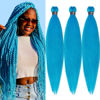 Picture of UPruyo Light Blue Braiding Hair Pre Stretched Kids Colored Spetra Prestretched Prestressed Braiding Hair Extensions for Braiding Box Micro Braids Synthetic Hypoallergenic Braiding Hair Blue 3 packs