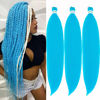 Picture of UPruyo Light Blue Braiding Hair Pre Stretched Kids Colored Spetra Prestretched Prestressed Braiding Hair Extensions for Braiding Box Micro Braids Synthetic Hypoallergenic Braiding Hair Blue 3 packs