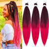 Picture of UPruyo Mixed Black Pink Braiding Hair Pre Stretched Prestretched Braiding Hair Ombre Pink Hair Extensions for Braids Synthetic Hair for Braiding Colored Kids Micro Braiding Hair (26 In 3 Packs)