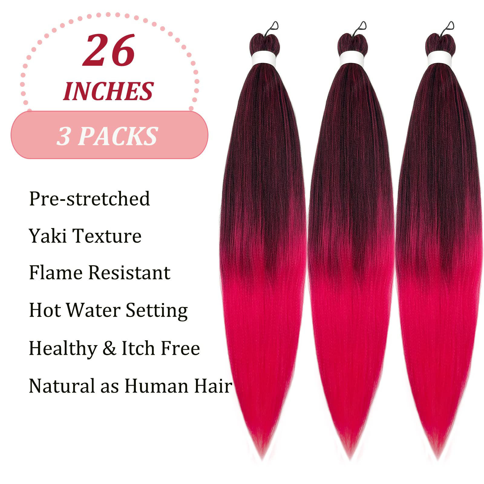 GetUSCart- UPruyo Mixed Black Pink Braiding Hair Pre Stretched ...