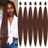 Picture of Pre Stretched Braiding Hair Brown Braiding Hair Kanekalon Prestretched Braiding Hair 26 Inch Folded 6 Packs Yaki Texture Long Color Knotless Synthetic Braiding Hair Extensions for Micro Box Braids