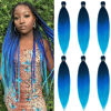 Picture of Prestretched Braiding Hair Ombre Blue Braiding Hair Pre Stretched 26" 6packs Braids in Hair Extensions for Braiding Hot Water Setting Itch Free Synthetic Yaki Perm Kids Women Braiding Hair by UPruyo