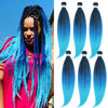 Picture of Prestretched Braiding Hair Ombre Blue Braiding Hair Pre Stretched 26" 6packs Braids in Hair Extensions for Braiding Hot Water Setting Itch Free Synthetic Yaki Perm Kids Women Braiding Hair by UPruyo