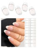 Picture of AutyaMee Semi Cured Gel Nail Strips-20 PCS White French Tip Clear Base Gel Nail Stickers | UV Light Required | Gel Nail Wraps, Salon Quality & Easy to Use (Classic French)