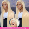Picture of 613 Lace Front Wig Human Hair 13x6 HD Transparent Blonde Lace Front Wigs Human Hair 180% Density Guleless Wigs Human Hair Pre Plucked 20 inch 613 HD Lace Frontal Human Hair Wig Natural Hairline