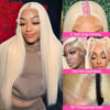 Picture of 613 Lace Front Wig Human Hair 13x6 HD Transparent Blonde Lace Front Wigs Human Hair 180% Density Guleless Wigs Human Hair Pre Plucked 20 inch 613 HD Lace Frontal Human Hair Wig Natural Hairline