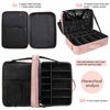 Picture of Relavel Makeup Case Large Makeup Bag Professional Train Case 16.5 inches Travel Cosmetic Organizer Brush Holder Waterproof Makeup Artist Storage Box, 3 Layer Large with Adjustable Strap (Pink)
