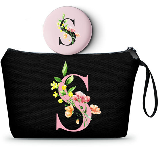 Picture of Gifts for Women Birthday Unique, Makeup Bag, Gifts for Mom Birthday, Bride to be Gifts,Bridal Shower Gift, Womens Gifts for Birthday, Initial Gifts for Women,Cosmetic Bag with Mirror,Christmas Gifts,S