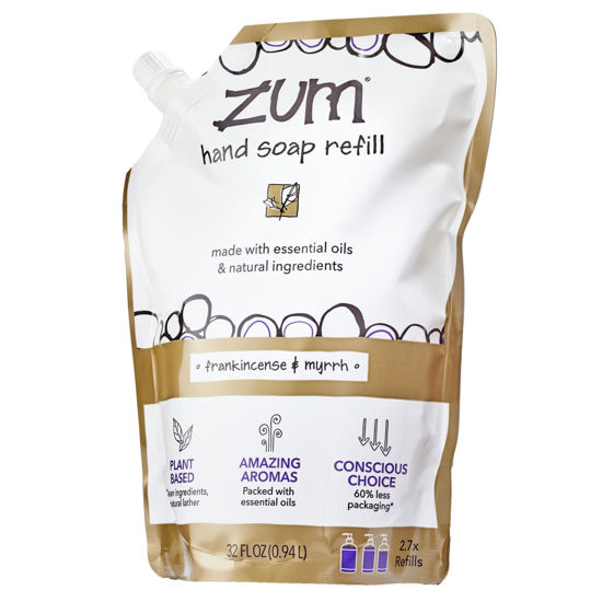 Picture of Zum Indigo Wild Hand Soap - Natural Liquid Hand Soap - Perfect Bathroom & Kitchen Hand Soap - Frankincense & Myrrh Scent - 32 oz Refill