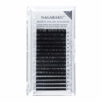 Picture of NAGARAKU Eyelash Extensions Individual Lashes 0.15mm B curl 7-15mm Mix Tray Classic Matte Black Natural Faux Mink 16 rows