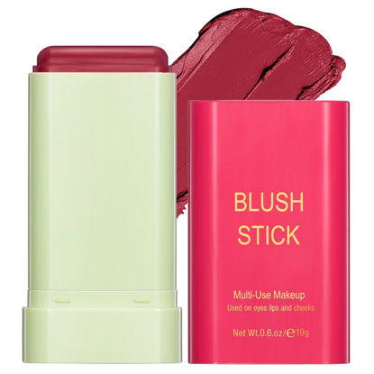 Picture of Multi-Use Makeup Blush Stick,Beauty Solid Moisturizer Stick,Waterproof Natural Nude Makeup,Tinted Solid Moisturizer Stick for Eyes Lips Cheek(2#Hot Red)