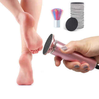 Picture of Electric Callus Remover for Feet, Powerful Electric Foot Callus Remover Adjustable Speed Electric Foot File with 60PCS Sanding Discs Pedicure Tools Feet Scrubber Dead Skin Foot Grinder, Pink