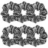 Picture of Sufermoe 6 Pcs Satin Silk Hair Scrunchies, Dark Grey (4.5 Inch) - Hair Ties for Women and Girls, Hair Accessories
