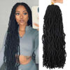 Picture of 22 Inch Soft Locs Crochet Hair Pre Looped 6 Packs Faux Locs Crochet Braids Curly Wavy Goddess Locs for Butterfly Locs Hair (22 Inch 6PACK 1B)