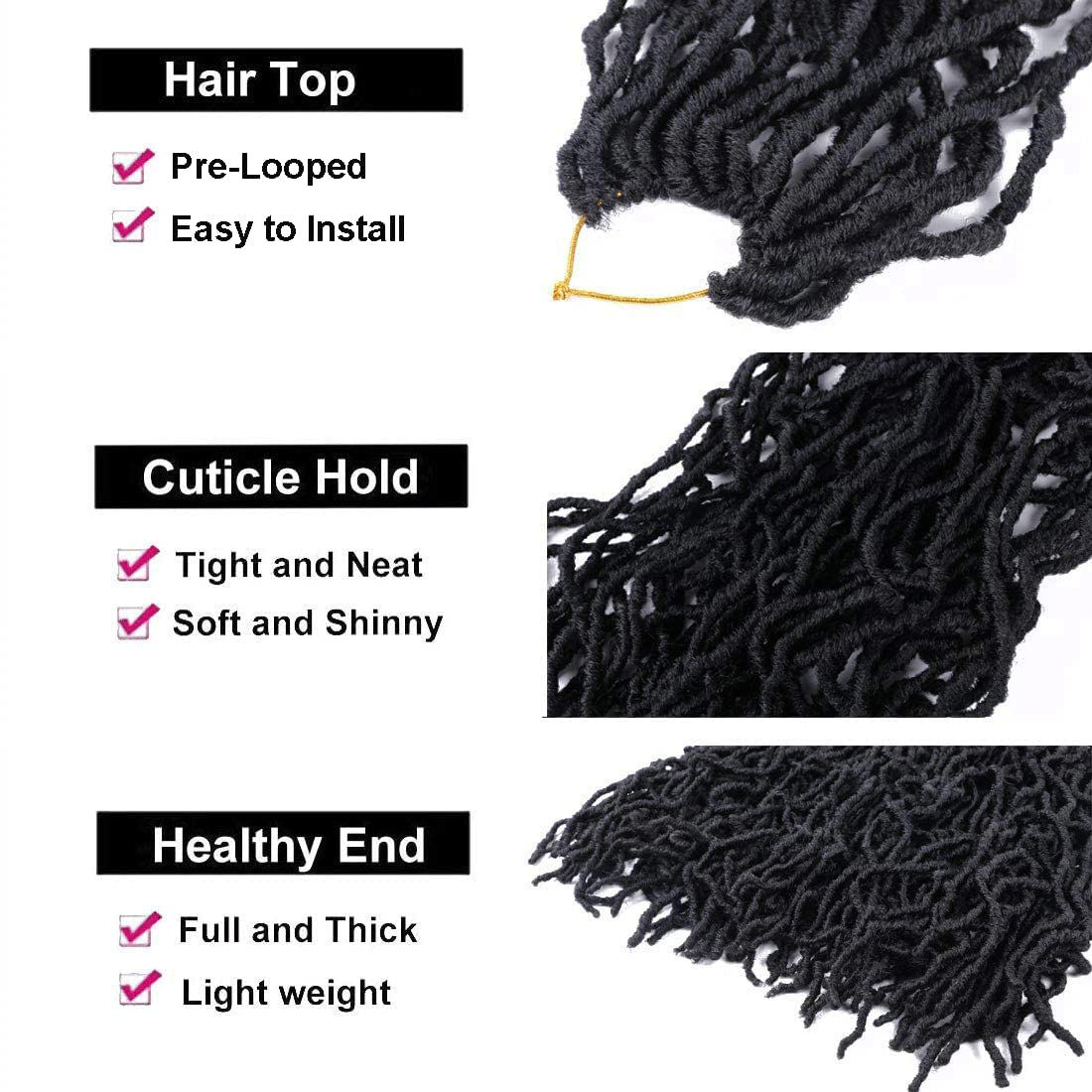 GetUSCart- 22 Inch Soft Locs Crochet Hair Pre Looped 6 Packs Faux Locs ...