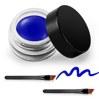 Picture of Erinde Blue Gel Eyeliner, Waterproof Long Lasting Cream Eyeliner Gel, High-Intensity Pigments Smudge-Proof Eye Liner Makeup, Water-Resistant Eyeliner with 2PCS Eyeliner Brushes 03# Blue