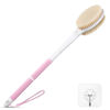 Picture of Back Scrubber Body Shower Brush: Anti Slip Long Handle Bath Brush with Stiff and Soft Bristles - Showering Exfoliator for Women, Men, Elderly (Pink)