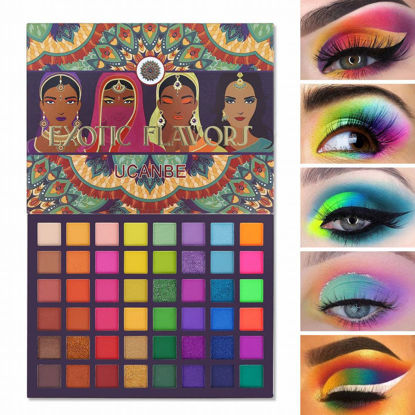 Picture of UCANBE EXOTIC FLAVORS Neon Eyeshadow Makeup Palette - 48 Colorful High Pigmented - Rainbow Matte Shimmer Glitter Eye Shadow Make Up Pallet Gift Set