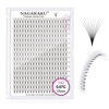 Picture of NAGARAKU Premade Fans Eyelash Extensions 320 Fans 10D Volume 0.07mm C curl 15mm Sharp Narrow Stem Clusters Thin Pointy Base Russian Pre Fanned Fluffy Matte Black