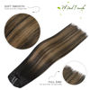 Picture of WindTouch Clip In Hair Extensions Human Hair Balayage Dark Brown to Chestnut Brown Highlights for Brown Hair 18Inch 70g #2T6P2 7PCS Hair Extensions Remy Hair