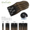 Picture of WindTouch Clip In Hair Extensions Human Hair Balayage Dark Brown to Chestnut Brown Highlights for Brown Hair 18Inch 70g #2T6P2 7PCS Hair Extensions Remy Hair