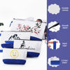 Picture of Sinzip 10 Pieces Cotton Canvas Makeup Bag with Bottom and Strap, Multi-Purpose Cosmetic Bag with Zipper Travel Toiletry Pouch, Blank DIY Craft Bag (White&Blue, XS)