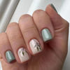 Picture of Press on Nails Short Square Press on Nails False Nails with Designs Green Leaf Glue on Nails Lake Green Acrylic Nails Full Cover Spring Summer Cute Fake Nails Stick on Nails for Women Girls 24PCS