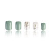 Picture of Press on Nails Short Square Press on Nails False Nails with Designs Green Leaf Glue on Nails Lake Green Acrylic Nails Full Cover Spring Summer Cute Fake Nails Stick on Nails for Women Girls 24PCS