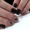 Picture of Extra Short Press on Nails Square Black Fake Nails Glossy Acrylic Glue on Nails Butterfly Rhinestone Designs Gel Nails Press ons Cute Stick on Nails for Women Manicure Tips Decorations 24Pcs