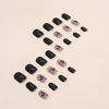 Picture of Extra Short Press on Nails Square Black Fake Nails Glossy Acrylic Glue on Nails Butterfly Rhinestone Designs Gel Nails Press ons Cute Stick on Nails for Women Manicure Tips Decorations 24Pcs