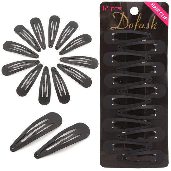 Picture of Dofash Matte Finished Snap Hair Clips Metal Grips 5CM/2IN Basic Hair Accessories 12PCS (Matte finished black)