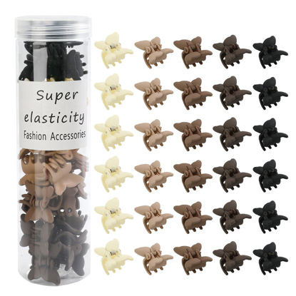 Picture of Kasmena Butterfly Hair Clips Set for Women and Girls - 30Pcs Mini Claw Clips with Strong Grip for Thin/Fine Hair, Neutral Color Hair Styling Accessories