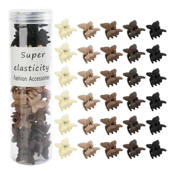 Picture of Kasmena Butterfly Hair Clips Set for Women and Girls - 30Pcs Mini Claw Clips with Strong Grip for Thin/Fine Hair, Neutral Color Hair Styling Accessories
