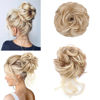 Picture of KETHBE Messy Bun Hair Piece Tousled Updo Hair Buns Extension Elastic Hair Band Hair Pieces Curly Hair Bun Scrunchie For Women (2PCS,Light Golden Blonde Mix Bleach Blonde)