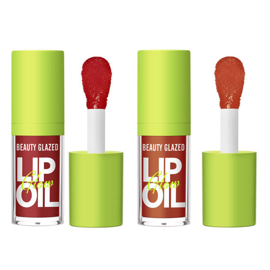 Picture of Beauty Glazed Big Brush Head Lip Oil, Ultra-Hydrating & Nourishing, Smooth Glossy Finish Lip Glow Oil, Shiny and Vegan Tinted Lip Gloss, Non-Sticky Formula (2, 105# PASSION & 106# FUSE)